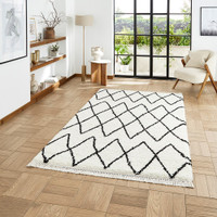Boho 8280 White Black Berber Shaggy Moroccan Rug