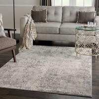 Rustic Textures RUS07 Grey Beige Abstract Rug