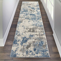 Rustic Textures RUS08 Grey Blue Abstract Rug
