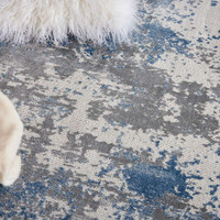 Rustic Textures RUS08 Grey Blue Abstract Rug
