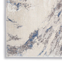 Abstract Silky Textures SLY03 Blue Ivory Grey Rug