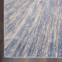 Abstract Silky Textures SLY05 Blue Ivory Grey Rug