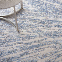 Abstract Silky Textures SLY05 Blue Ivory Grey Rug