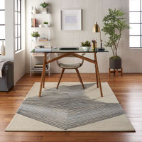 Abstract Symmetry SMM06 Ivory Grey Rug