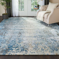 Prismatic PRS17 Denim Abstract Wool Rug