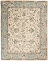 Living Treasures LI16 Ivory Aqua Rug