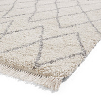 Boho 8280 Cream Grey Berber Shaggy Moroccan Rug