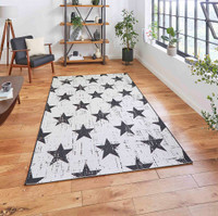 Santa Monica 48648 White Black Indoor Outdoor Rug