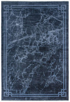 Zehraya ZE02 Ink Blue Border Classic Plain Rug