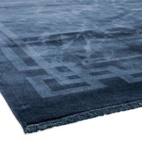 Zehraya ZE02 Ink Blue Border Classic Plain Rug