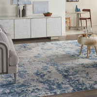 Rustic Textures RUS16 Grey Blue Abstract Rug