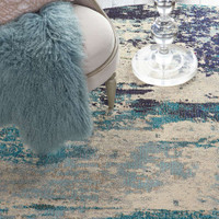 Celestial Ivory Teal Blue CES02 Rug