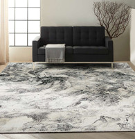Ck56 Balian Silver Black Rug by Calvin Klein