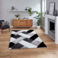 Silky Rug Black White Olympia 2239