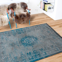 Medallion Rug 8255 Grey turquoise 80x150cm