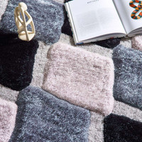 Origins 3D GEO Shaggy Grey Rug