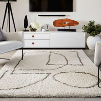 Origins Artisan Picasso White Grey Modern Shaggy Rug