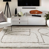 Origins Artisan Picasso White Grey Modern Shaggy Rug
