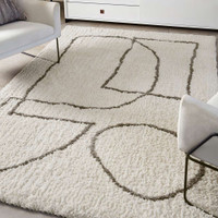 Origins Artisan Picasso White Grey Modern Shaggy Rug
