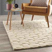 Origins Basketweave 3D New Ivory Chunky Wool Rug