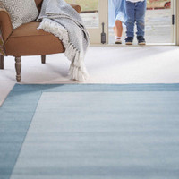 Origins Borders Duck Egg Plain Wool Rug