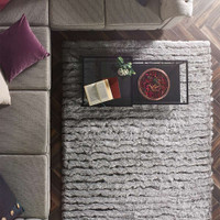 Origins Carved Glamour Silver Ridged Shaggy Rug