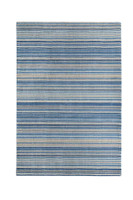 Origins Fine Stripes Blue Beige Striped Wool Rug