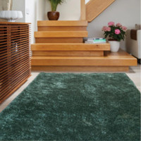Origins Glamour Shimmer Forest Green Ridged Shaggy Rug