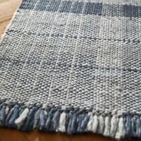 Origins Highland Check Navy Tartan Fringe Recycled Rug
