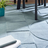 Origins Penny Steel Blue Plain Carved Rug