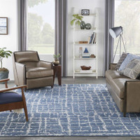 Luna Rug LUN02 Blue Silver Abstract