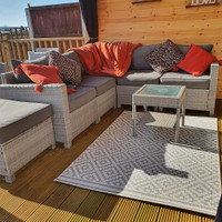 Outdoor Rug Patio Diamond Grey 80x150cm