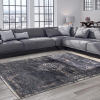 Medallion Mineral Black 8263 Indoor Outdoor Washable Eco Rug