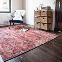 Hadschlu Red Brick Antique 8719 Indoor Outdoor Washable Eco Rug