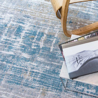Atlantic Streaks Long Island Blue 8718 Indoor Outdoor Washable Eco Rug
