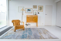 Atlantic Streaks Long Island Blue 8718 Indoor Outdoor Washable Eco Rug