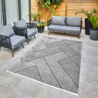 Jazz Indoor Outdoor JAZ16 Grey Black Rug by Concept Looms