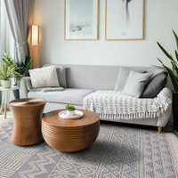Anya Anya01 Ivory Slate Flatweave Geo Rug
