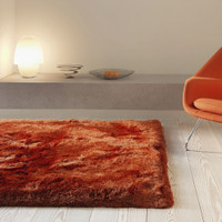 Ultra Thick Plush Shaggy Rug Rust Orange