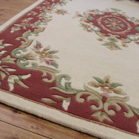 Royal Aubusson cream rose rug