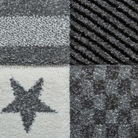 Brooklyn 777 Childrens Stars and Stripes Black and Grey Rug 60x120cm