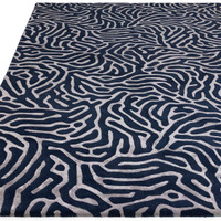Katherine Carnaby Coral Navy Blue Wool Rug