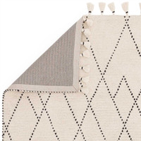 Nepal Cream Black Linear Rug Indian Wool