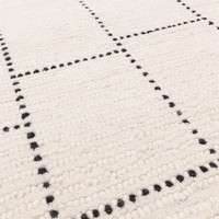 Nepal Cream Black Tile Rug Indian Wool