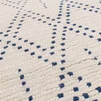 Nepal Cream Blue Diamond Rug Indian Wool