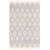 Nepal Cream Blue Diamond Rug Indian Wool