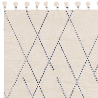 Nepal Cream Blue Linear Rug Indian Wool