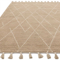 Nepal Sand Cream Linear Rug Indian Wool