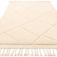 Fes FE01 Moroccan Style Cream Fringed Rug
