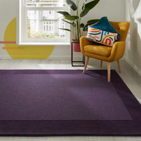 Colours Purple Wool Rug Plain Border
